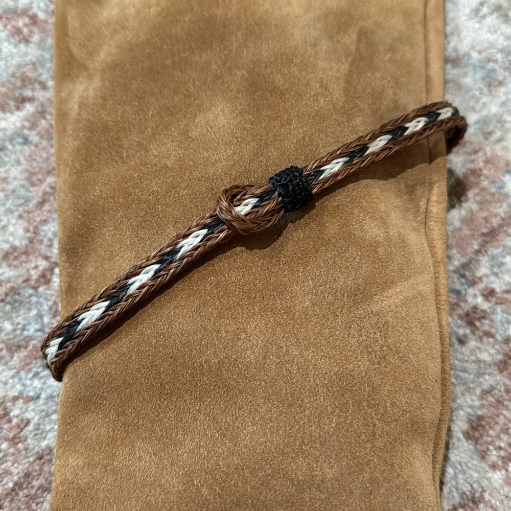 2 Horsehair Boot Bracelets Braided Black Brown White Handcrafted Equine Western